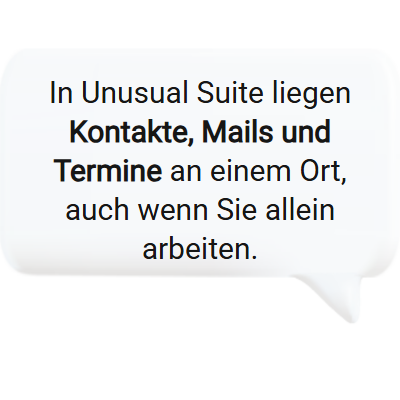 Alle Kunden zentral in Unusual Suite, dem CRM für Einzelunternehmer.