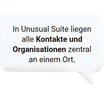 Alle Kontakte zentral in Unusual Suite, der Software für Kundenverwaltung.