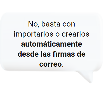 El sistema de gestión de contactos crea contactos automáticamente a partir de las firmas de correo.