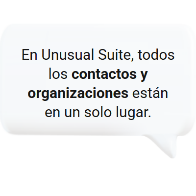 Todos los contactos y organizaciones en un solo lugar central en Unusual Suite.