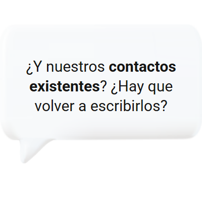 Importar los contactos existentes a la gestión de contactos sin volver a escribirlos.