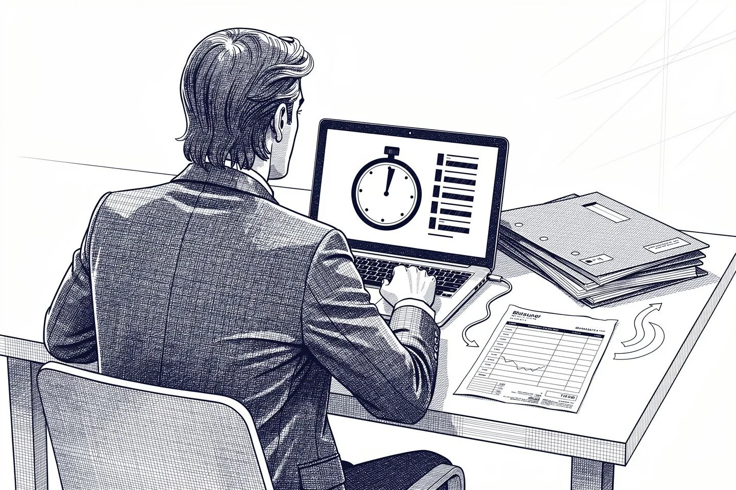 Un equipo registra las horas de trabajo por proyecto con un software de control de horas por proyecto y las convierte en facturas.