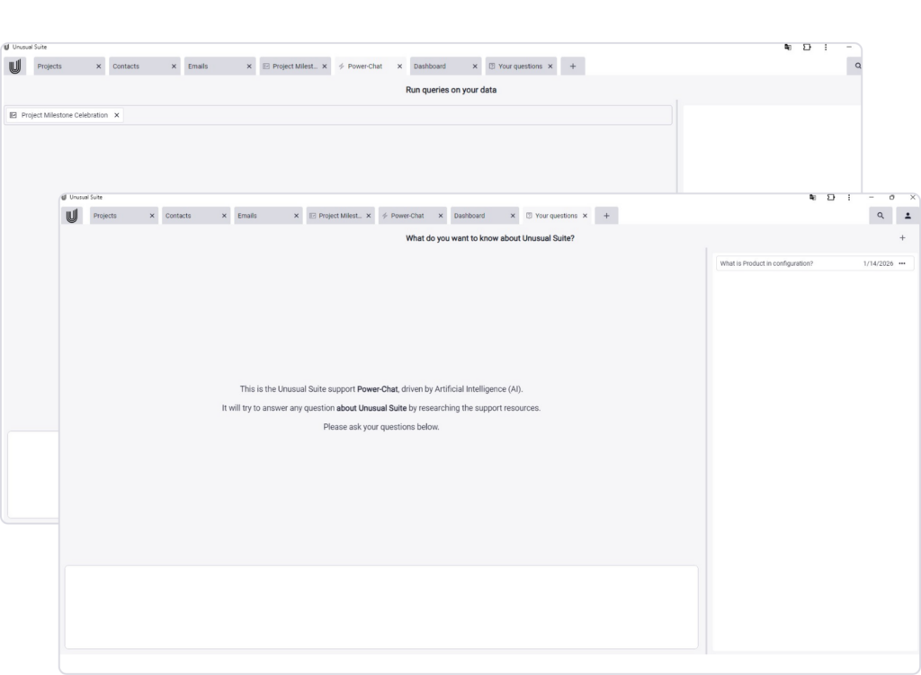 Power-Chat and Power-Search in the Unusual Suite.